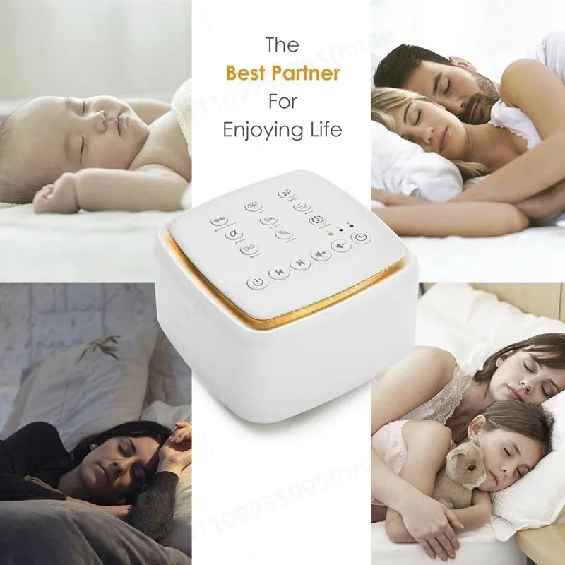 Machine à Bruit Blanc Rechargeable — 30 Sons Apaisants & Veilleuse Chaude