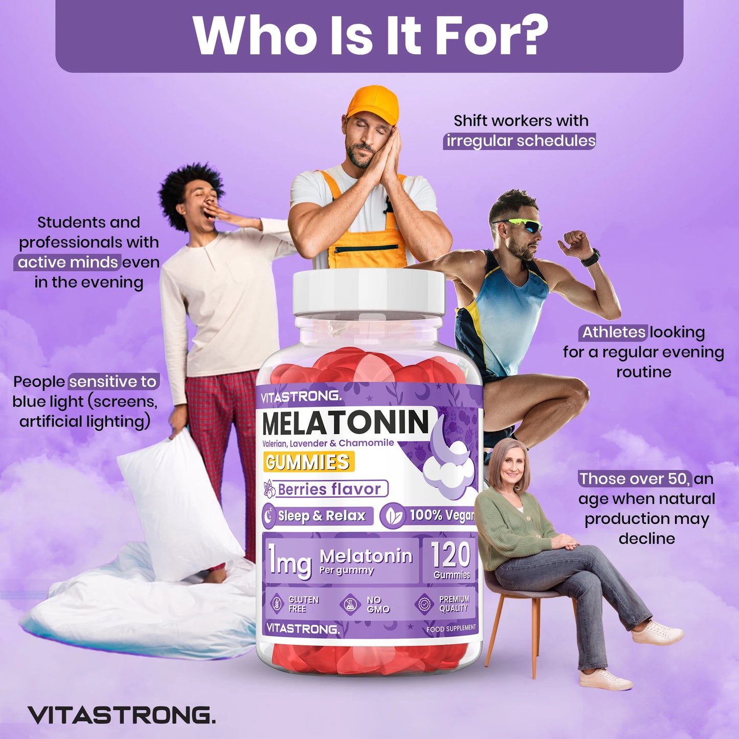 Bonbons Gélifiés à la Mélatonine Vitamog Night Support