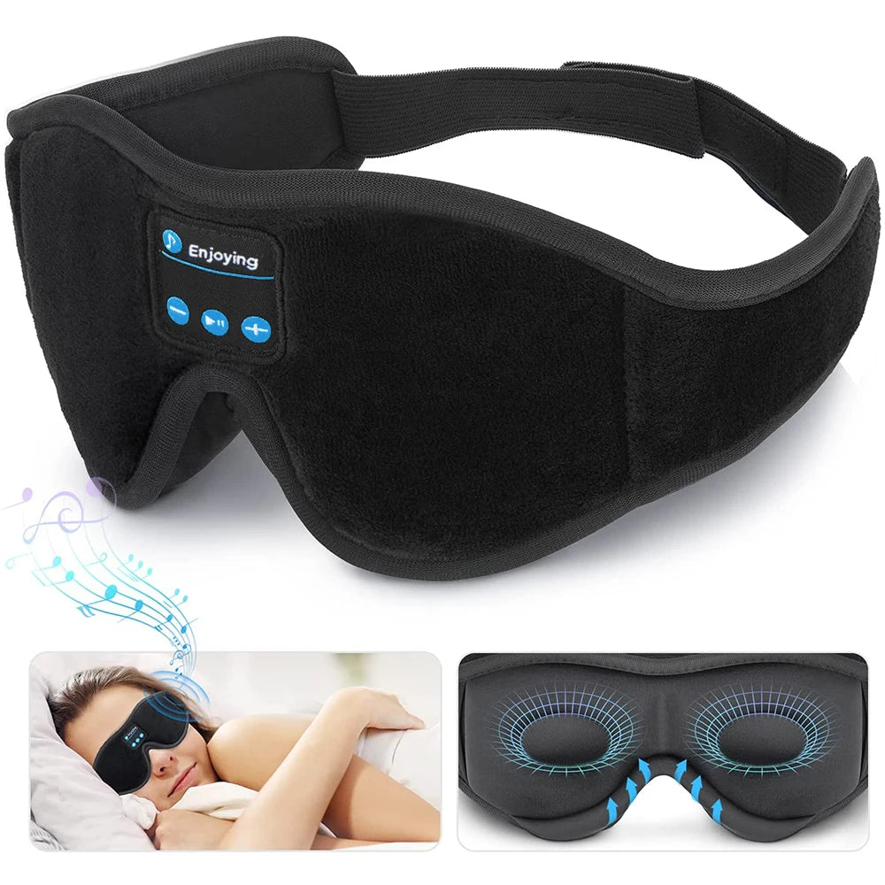 Masque de Sommeil Bluetooth 3D avec Haut-Parleurs Intégrés