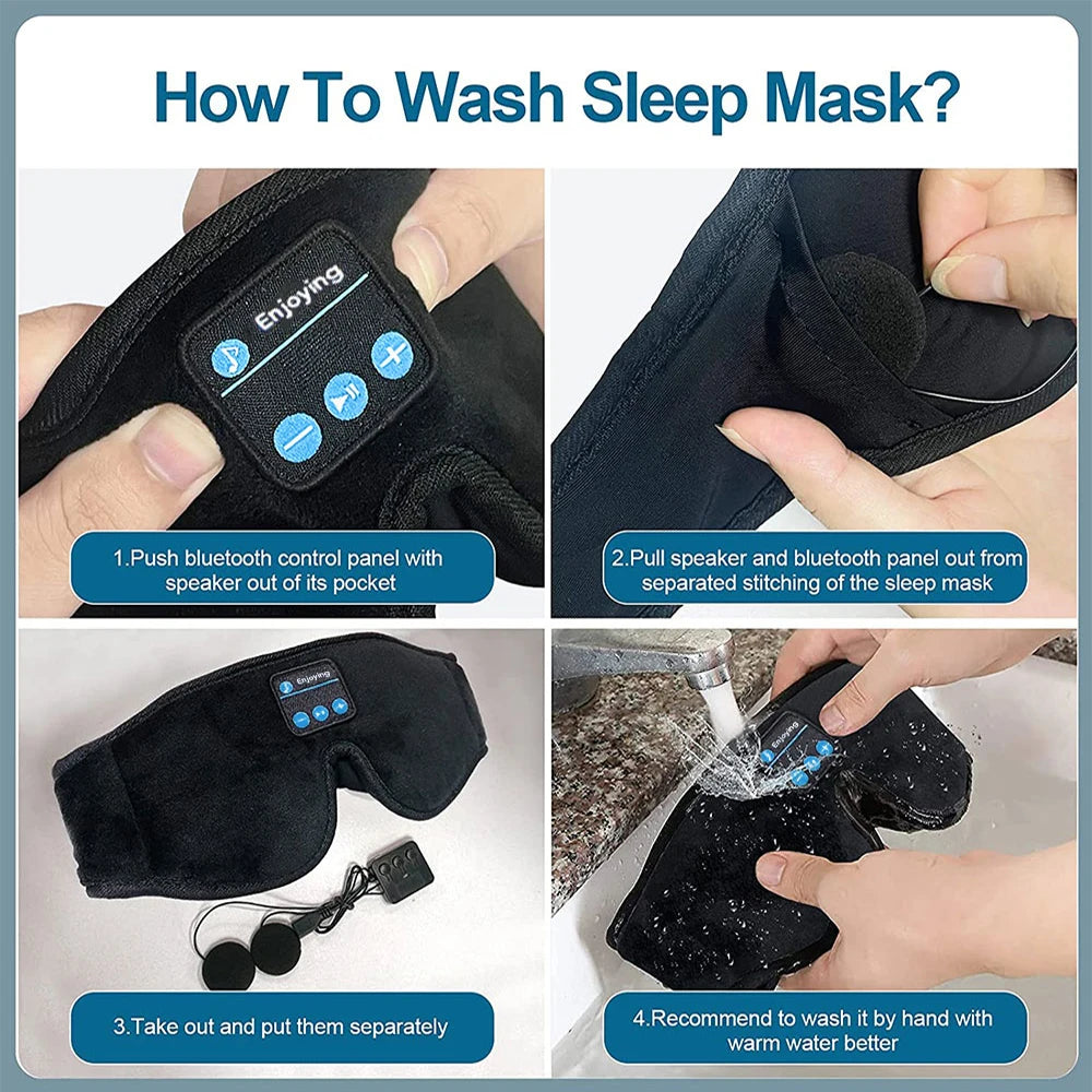 Masque de Sommeil Bluetooth 3D avec Haut-Parleurs Intégrés