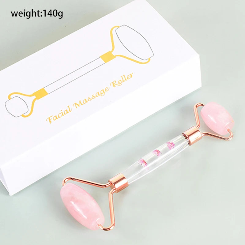 Rouleau de Massage Facial Jade & Gua Sha – Rituel Beauté Naturel