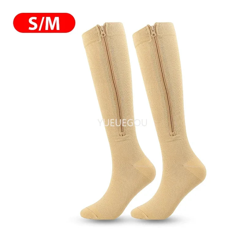 Chaussettes de Compression Zippées — Orteils Ouverts, Soulage Varices & Œdèmes