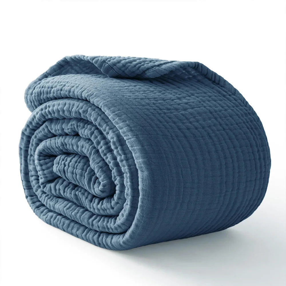 Plaid en Mousseline de Coton 6 Couches — Léger, Respirant, Confort 4 Saisons
