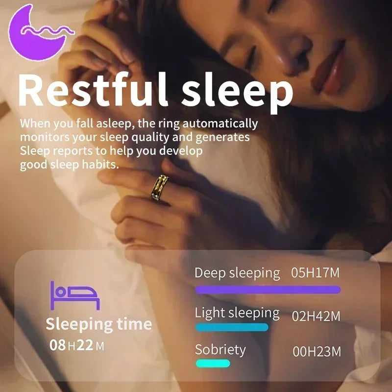 Bague Connectée R12M — Suivi Santé & Sport, Étanche IP68