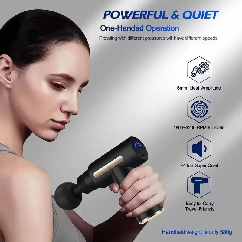 Pistolet de Massage Percussion 4-en-1 – Récupération Musculaire Profonde