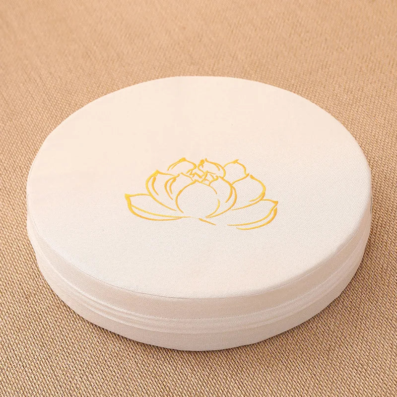 Coussin de Méditation en Lin 40x6cm – Motif Lotus, Assise Confort Yoga & Tapis Tatami