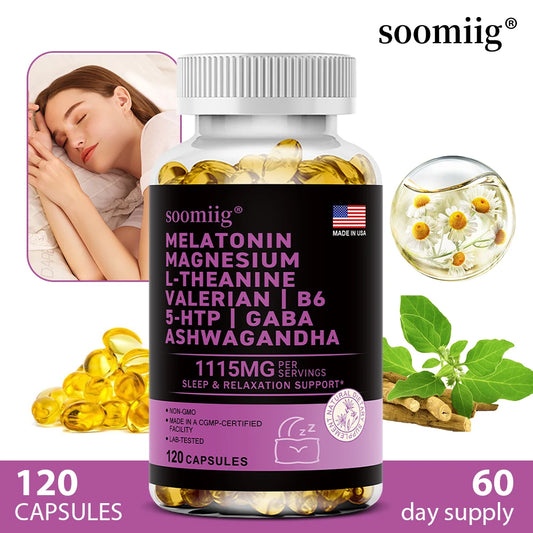 Complexe Sommeil 12-en-1 à la Mélatonine 5mg – Végan & Non-OGM