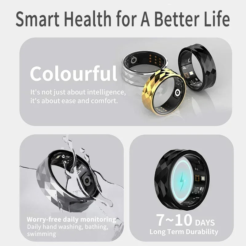 Bague Connectée R12M — Suivi Santé & Sport, Étanche IP68