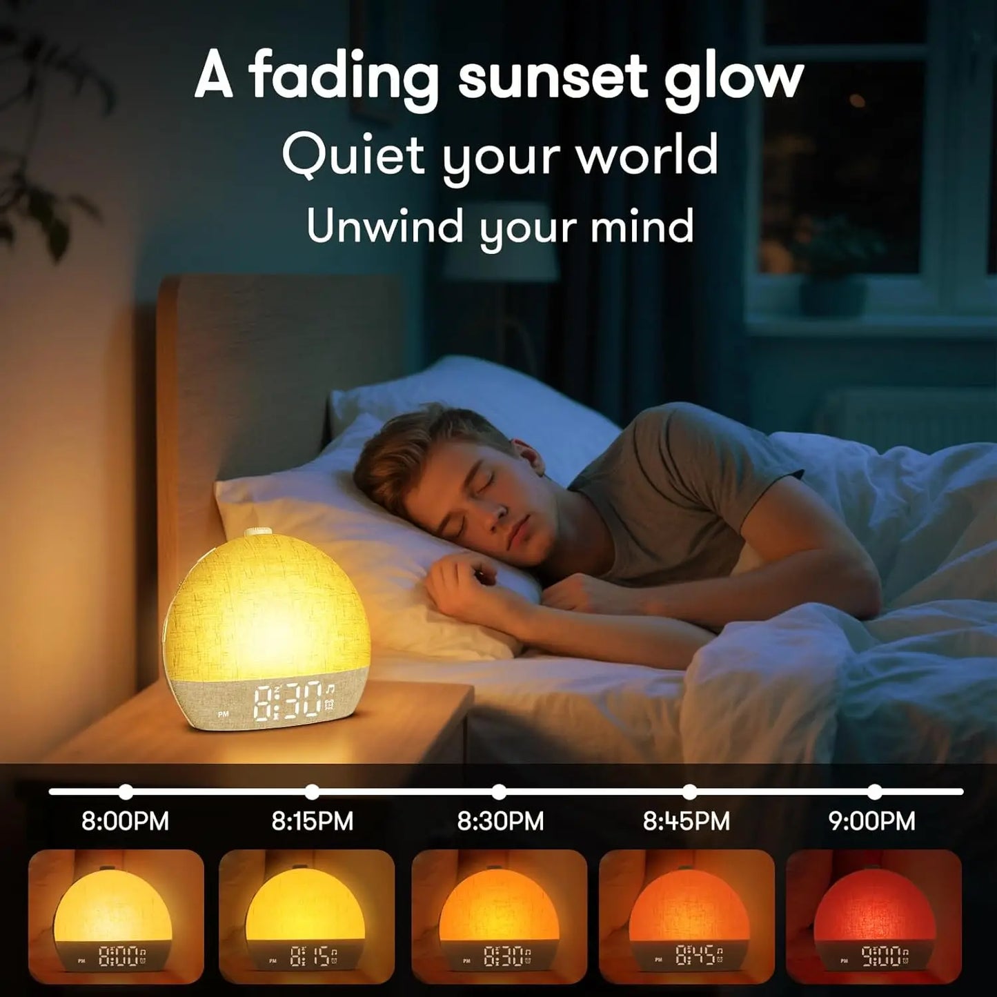 Réveil Lumineux Simulateur d'Aube – Lumière Naturelle & Sons Apaisants