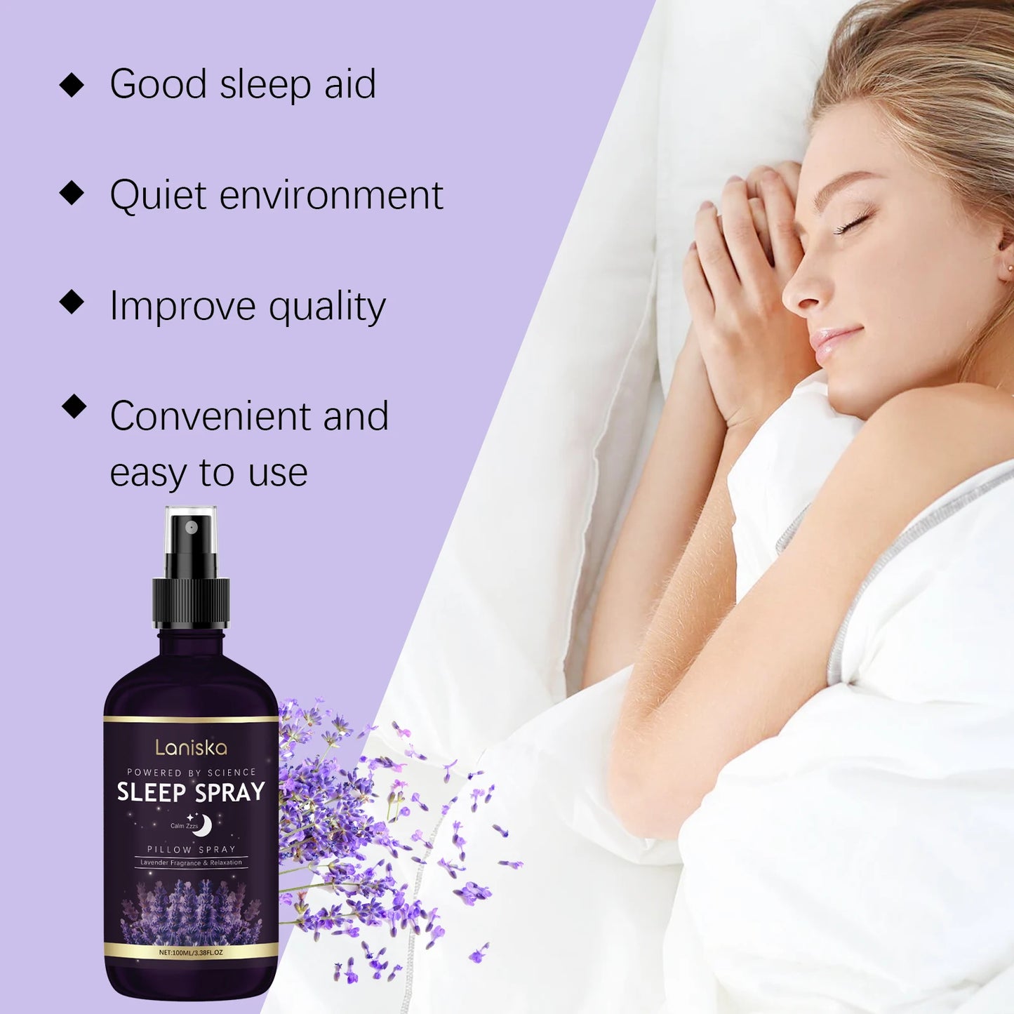 Spray Oreiller à la Lavande 100ml – Aromathérapie Anti-Stress pour Nuits Profondes