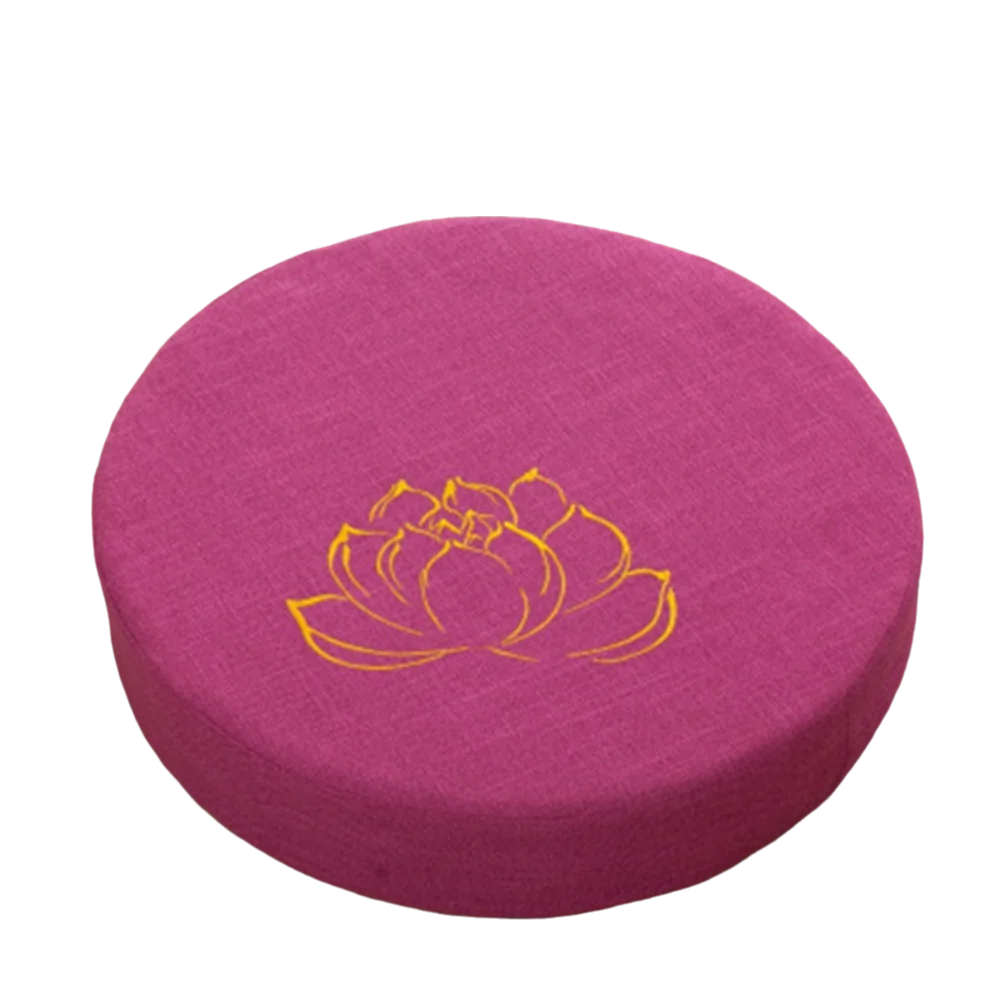 Coussin de Sol Japonais Brodé Motif Lotus – Assise Ronde Épaisse pour Salon de Thé & Méditation