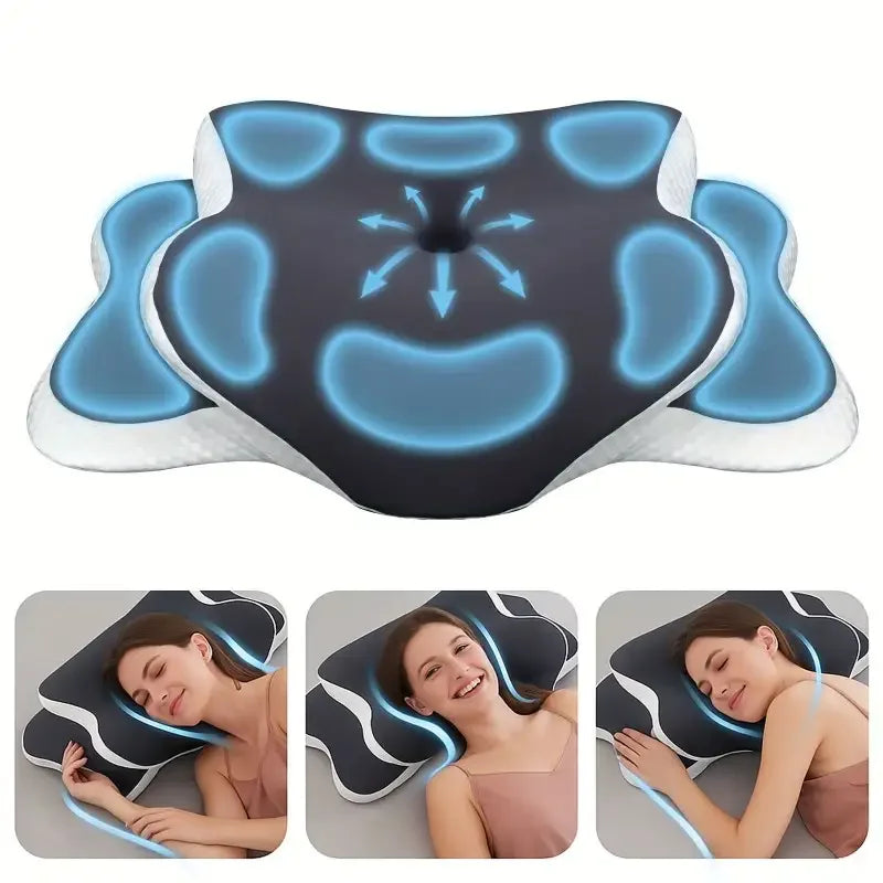Oreiller Cervical Papillon à Mémoire de Forme — Hauteur Ajustable, Toutes Positions