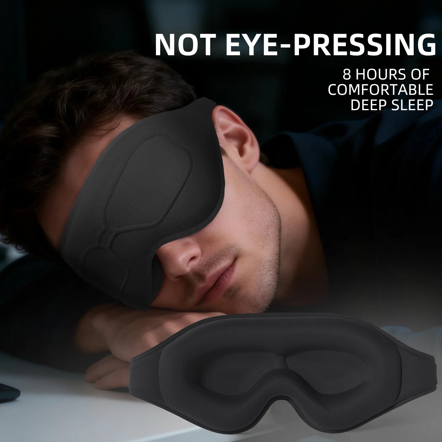 Masque de Nuit 3D Confort Voyage — Occultation Totale, Bande Ajustable