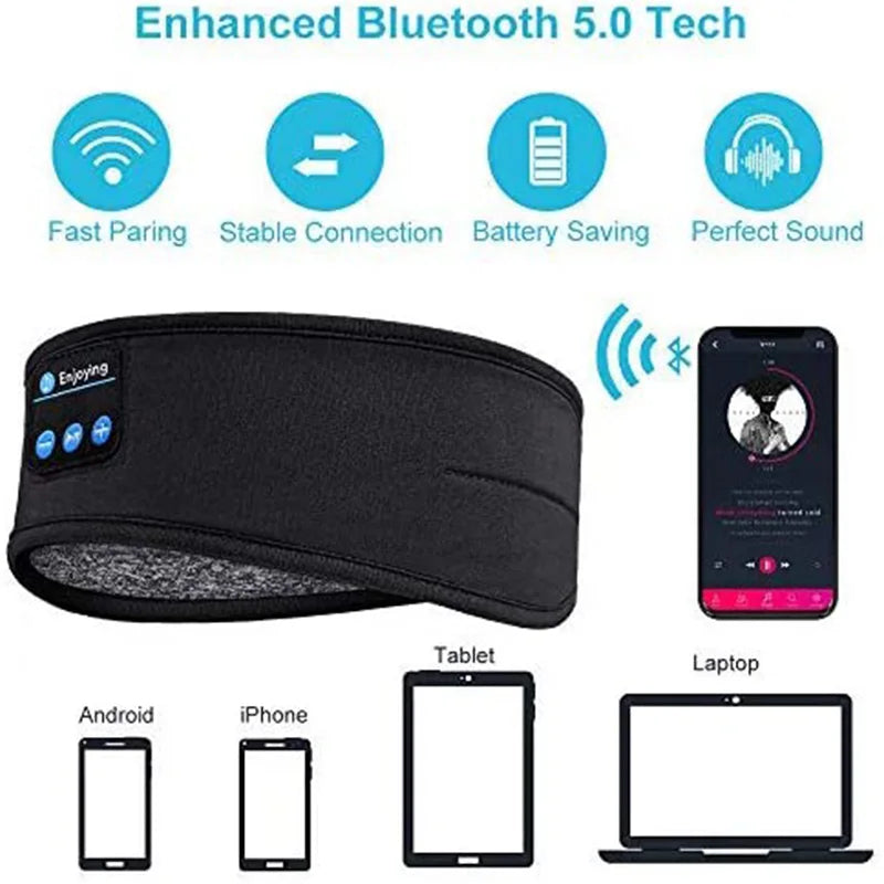 Bandeau Bluetooth avec Masque de Sommeil - Sport & Voyage