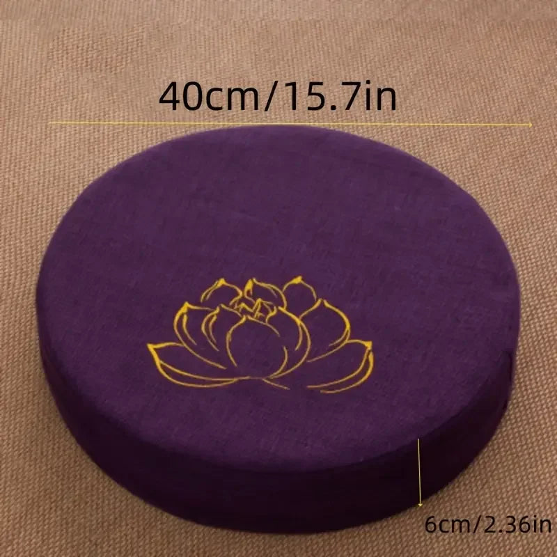 Coussin de Méditation en Lin 40x6cm – Motif Lotus, Assise Confort Yoga & Tapis Tatami