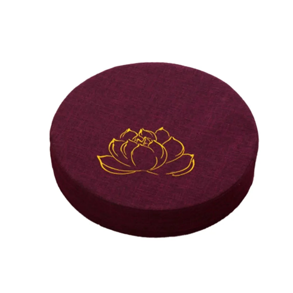 Coussin de Sol Japonais Brodé Motif Lotus – Assise Ronde Épaisse pour Salon de Thé & Méditation