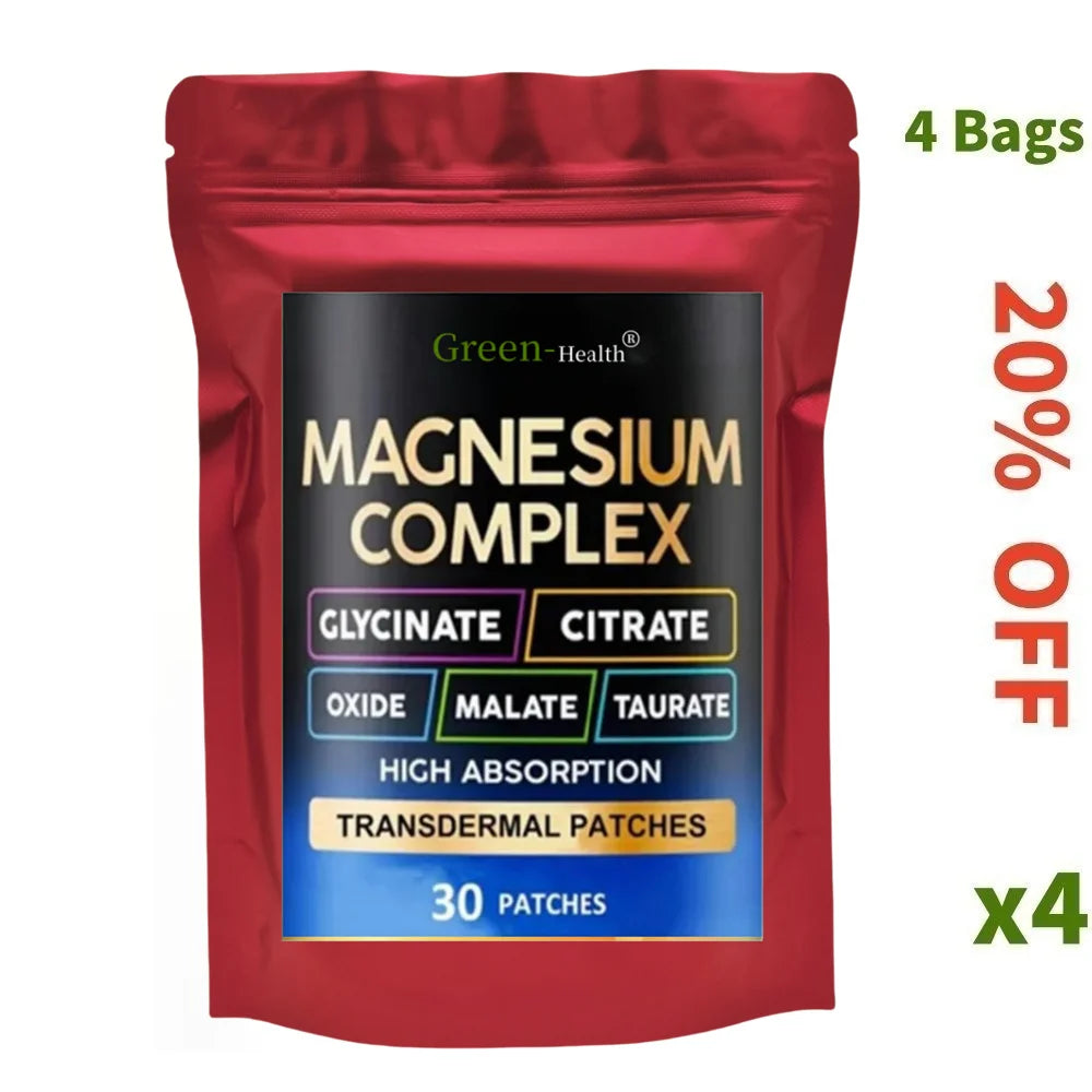Patchs Magnésium 5-en-1 — Détente Musculaire & Anti-Stress, Boîte de 30