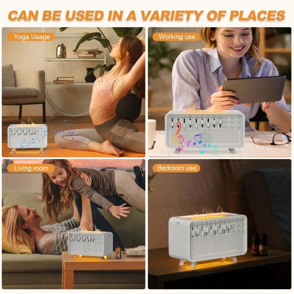 Diffuseur de Bruit Blanc 2025 - Machine à Sons Apaisants pour le Sommeil, Humidificateur d'Huiles Essentielles, Veilleuse et Haut-Parleur Bluetooth