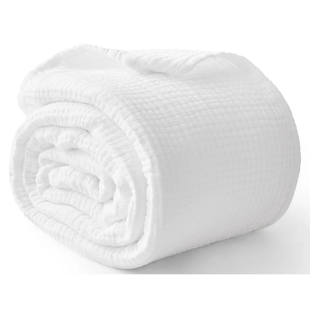 Plaid en Mousseline de Coton 6 Couches — Léger, Respirant, Confort 4 Saisons