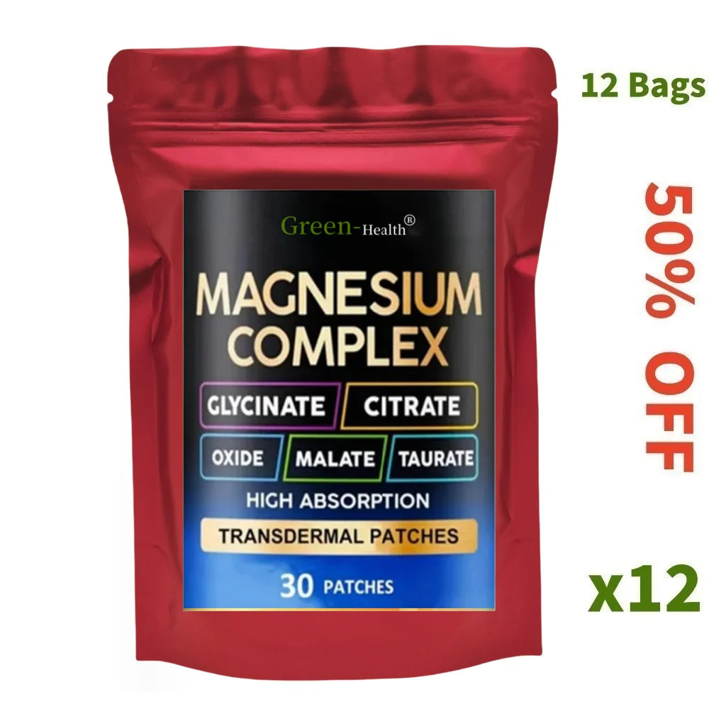 Patchs Magnésium 5-en-1 — Détente Musculaire & Anti-Stress, Boîte de 30