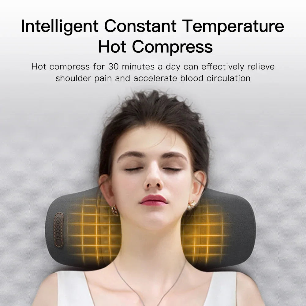 Oreiller Masseur Cervical Chauffant — Traction & Vibration, Confort Orthopédique
