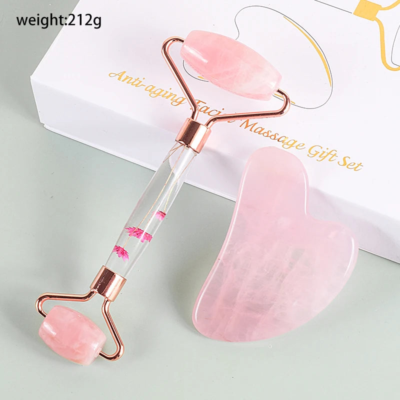 Rouleau de Massage Facial Jade & Gua Sha – Rituel Beauté Naturel