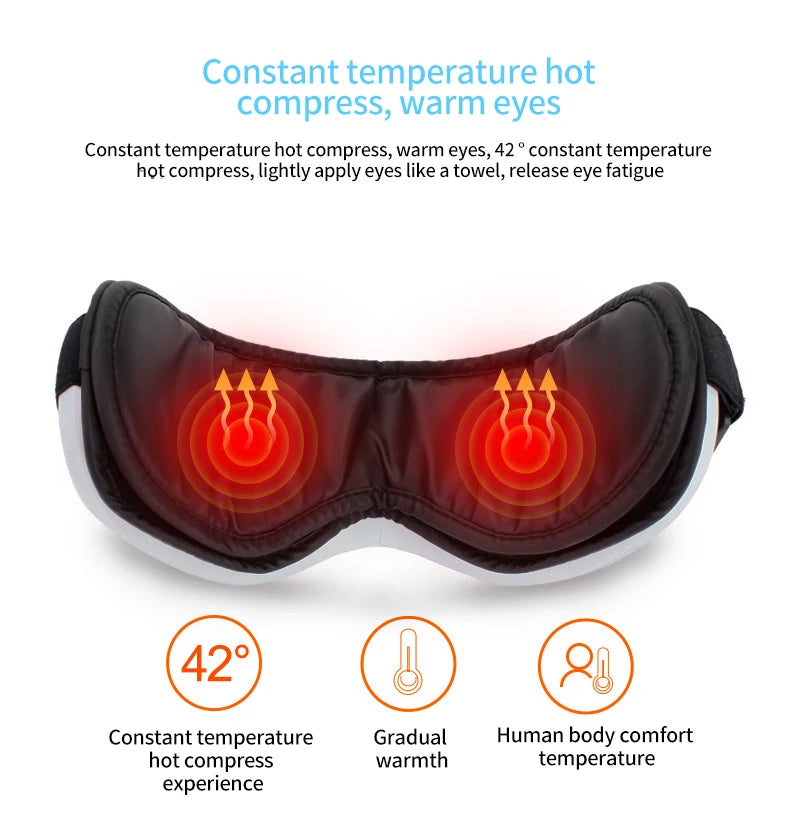 Masseur Oculaire Électrique Pliable — Airbag, Vibrations & Musique Bluetooth