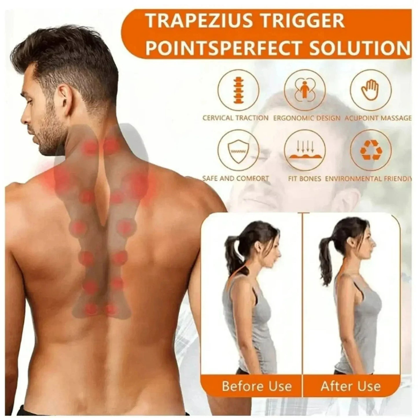 Masseur de Traction Cervicale en EVA – Détente Nuque & Épaules, Points de Pression