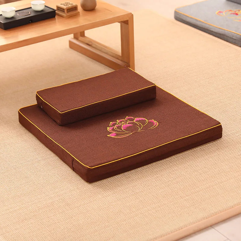 Coussin de Méditation Zafu en Lin Épais — Housse Amovible & Lavable, Yoga & Prière