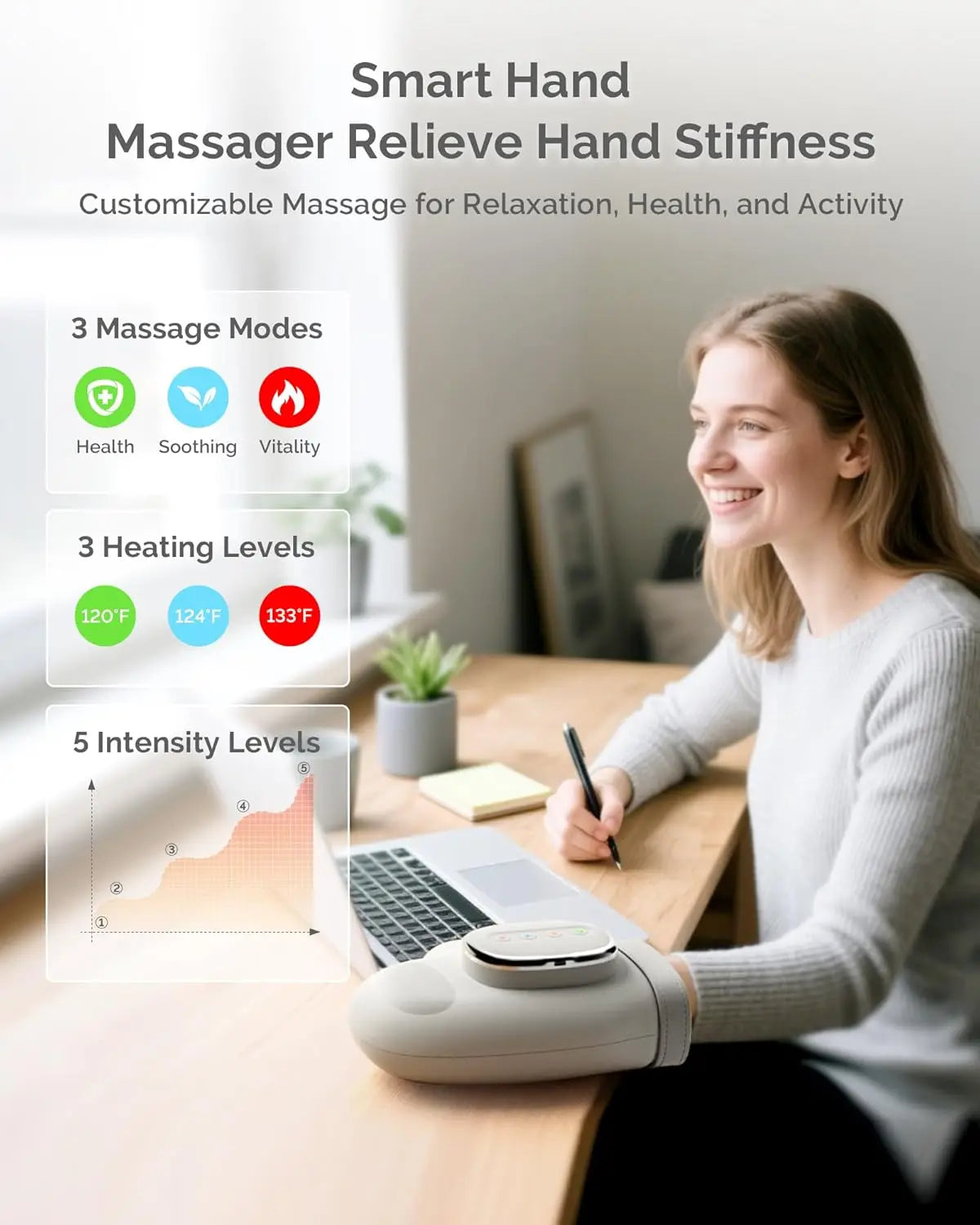 Masseur de Mains Électrique - Compression Airbag & Chaleur 3 Modes