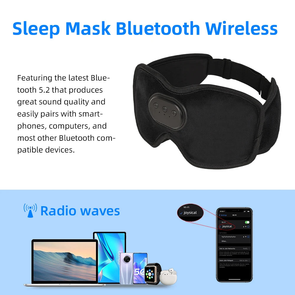 Masque de Sommeil Bluetooth - Occultant & Rafraîchissant