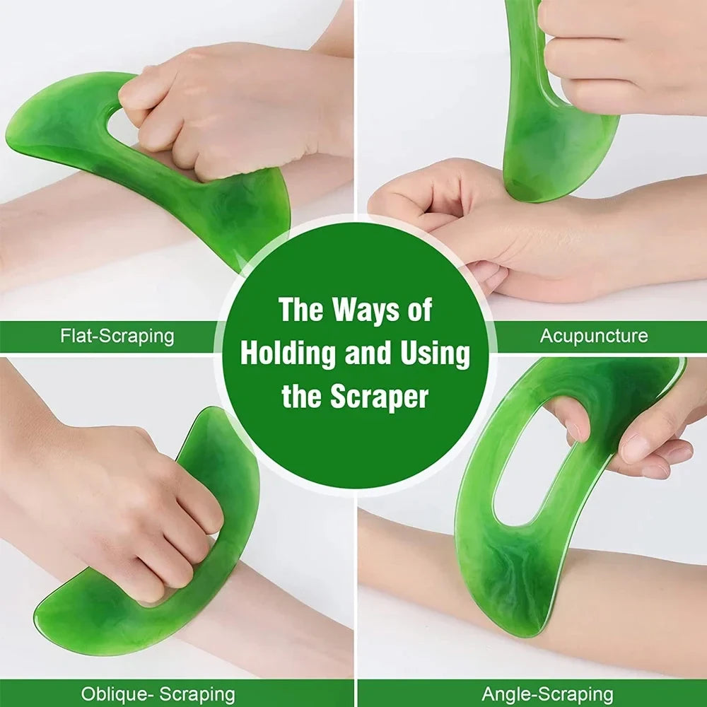 Planche de Massage Gua Sha en Résine avec Manche – Sculpte Visage, Cou & Dos
