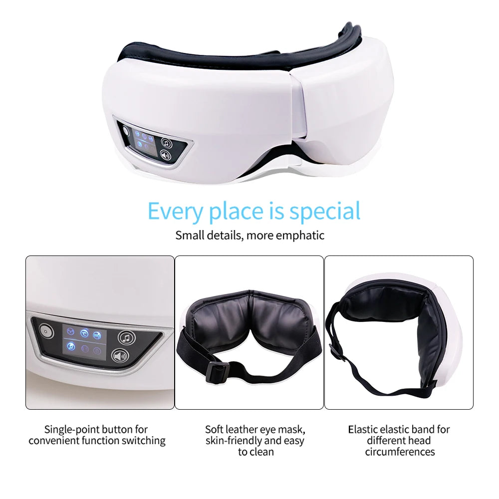 Masseur Oculaire Intelligent — Airbag, Bluetooth & Musique Relaxante