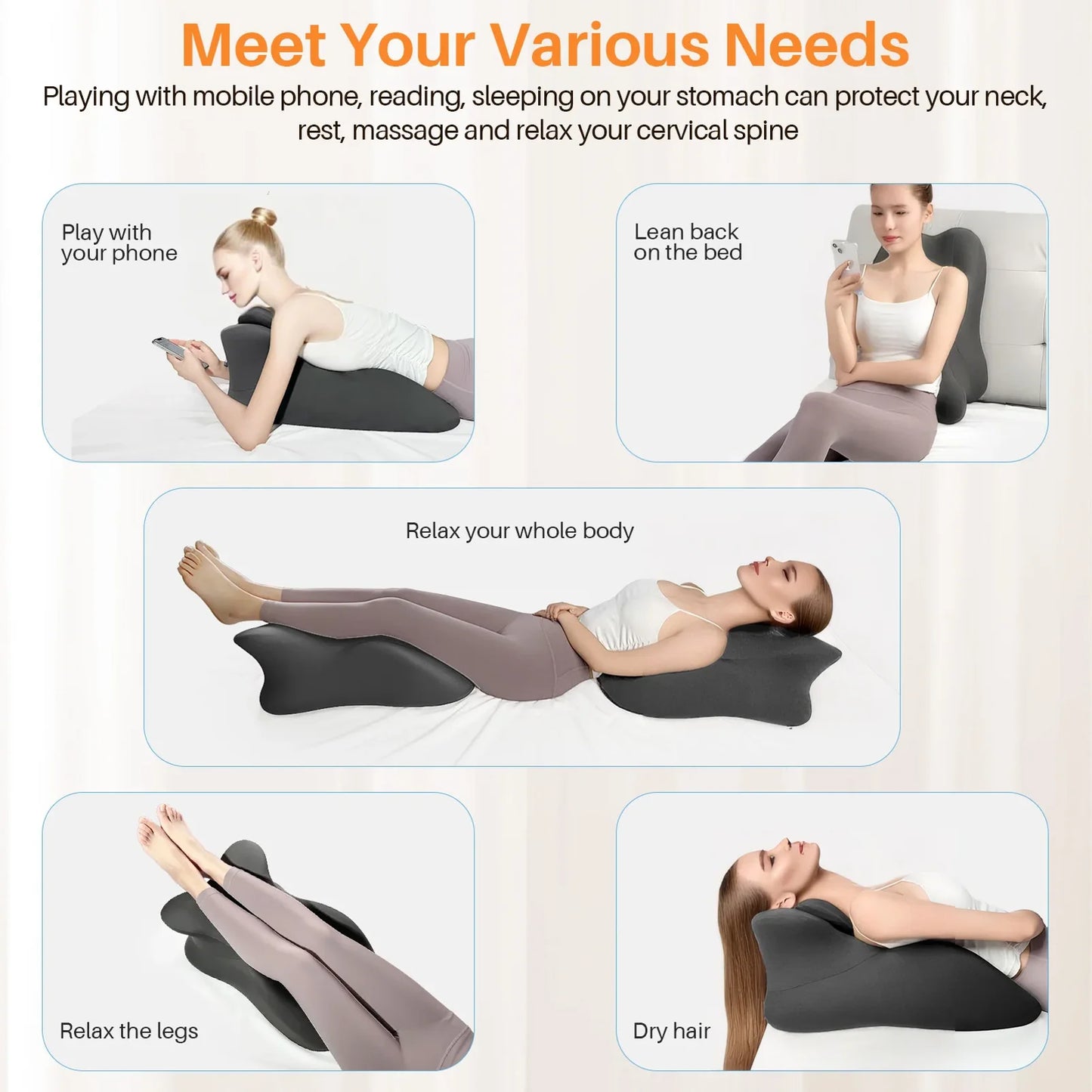 Oreiller Ergonomique Multipositions en Mousse à Mémoire de Forme avec Housse Amovible - Oreiller pour Couple, Soulage les Douleurs Corporelles