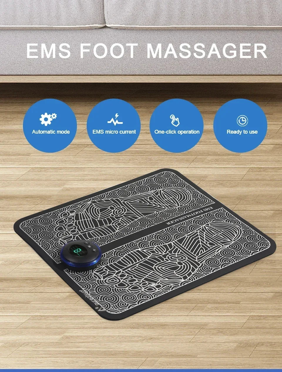 Tapis de Massage EMS pour Pieds – Stimulation Musculaire & Circulation Pliable