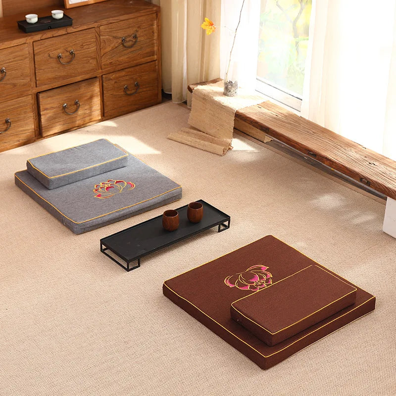 Coussin de Méditation Zafu en Lin Épais — Housse Amovible & Lavable, Yoga & Prière