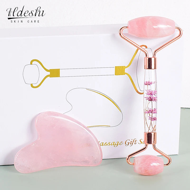 Rouleau de Massage Facial Jade & Gua Sha – Rituel Beauté Naturel