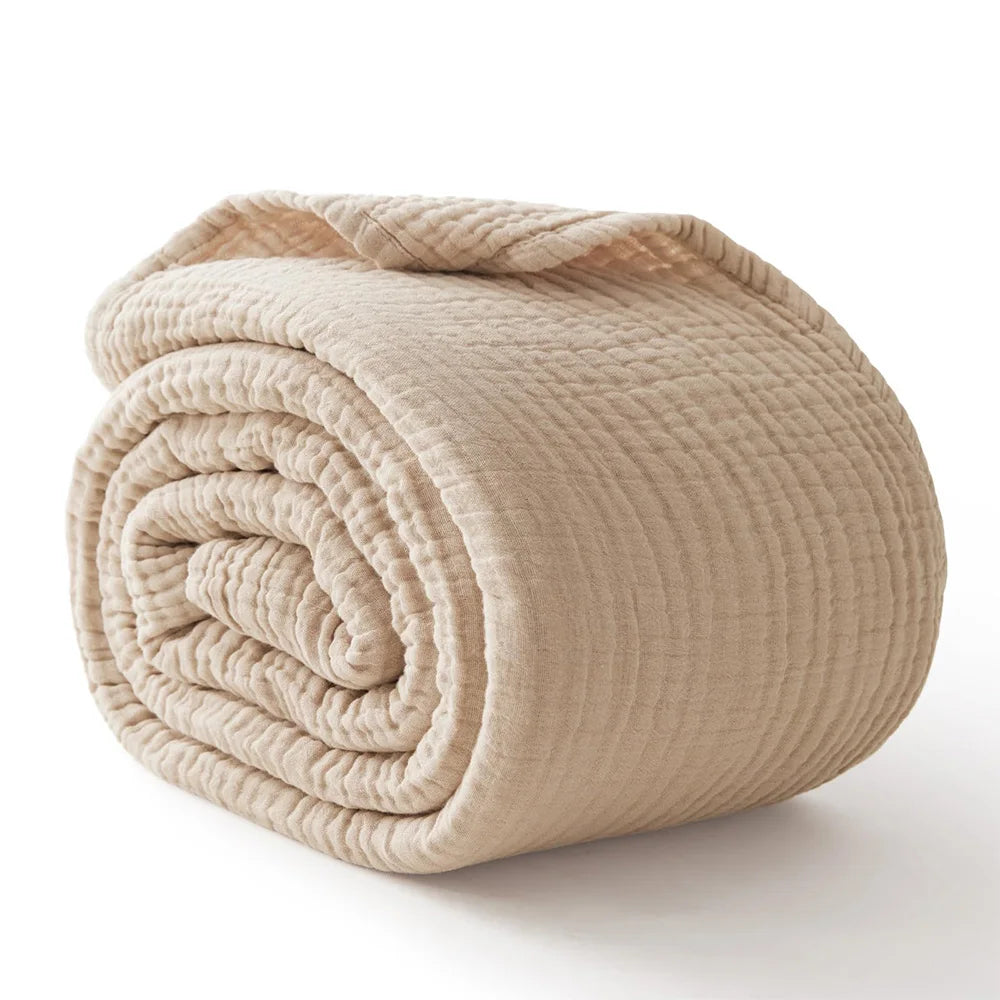Plaid en Mousseline de Coton 6 Couches — Léger, Respirant, Confort 4 Saisons