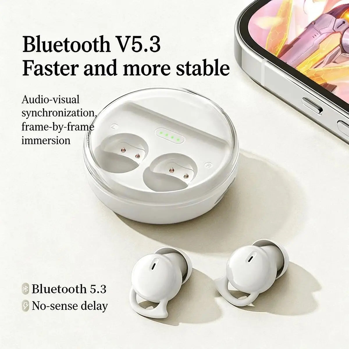 Écouteurs Intra-Auriculaires Bluetooth 5.3 Q26 - Mini Invisibles, Réduction de Bruit ENC, Confort Ergonomique pour Musique, Sieste et Sommeil sur le Côté