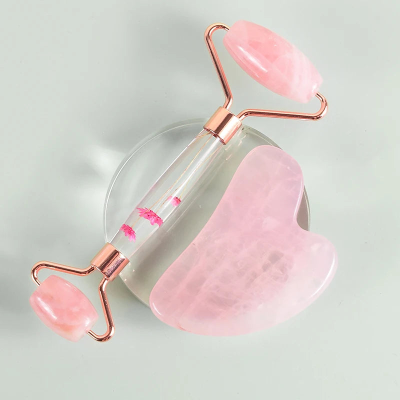 Rouleau de Massage Facial Jade & Gua Sha – Rituel Beauté Naturel