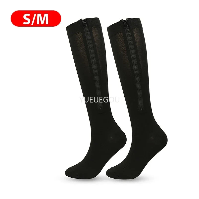 Chaussettes de Compression Zippées — Orteils Ouverts, Soulage Varices & Œdèmes