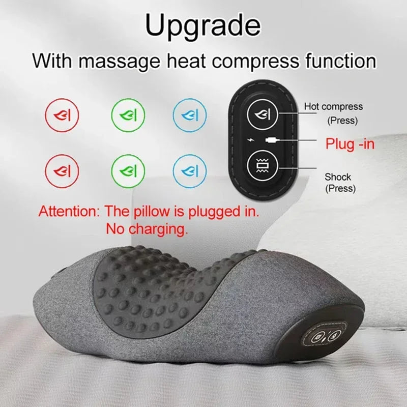 Oreiller Masseur Cervical Chauffant — Traction & Vibration, Confort Orthopédique