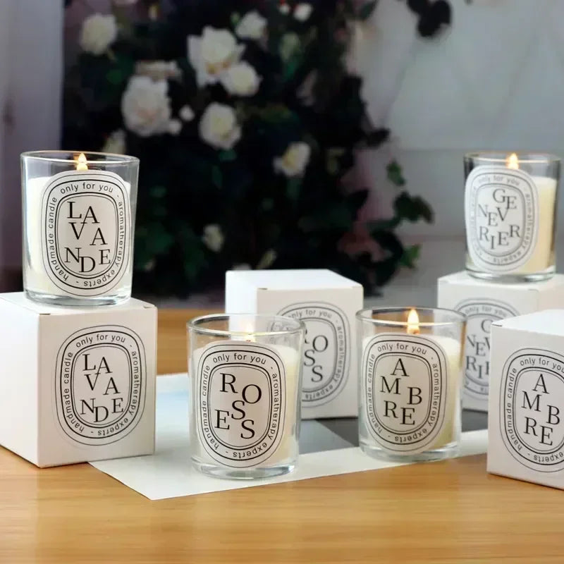 Bougie Parfumée en Verre Transparent — Cadeau Romantique & Mariage