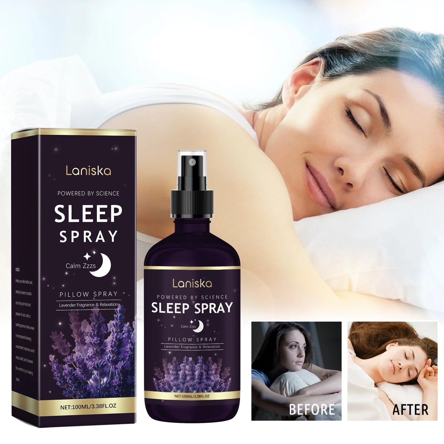 Spray Oreiller à la Lavande 100ml – Aromathérapie Anti-Stress pour Nuits Profondes