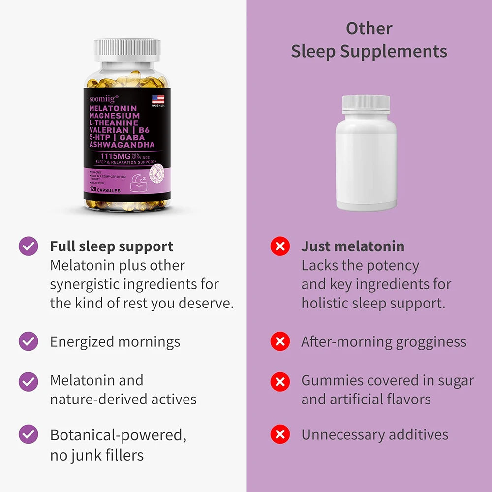 Complexe Sommeil 12-en-1 à la Mélatonine 5mg – Végan & Non-OGM