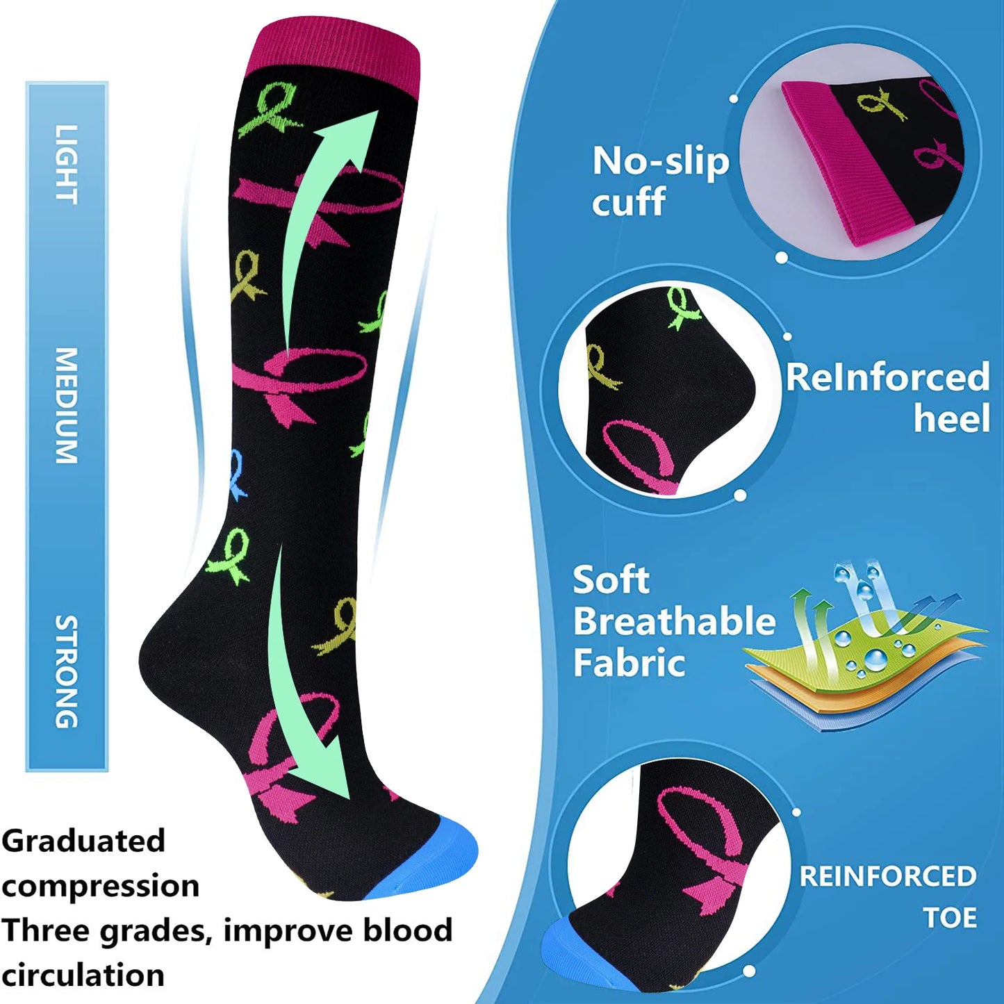 Chaussettes de Compression Mi-Bas 20-30mmHg — Homme & Femme
