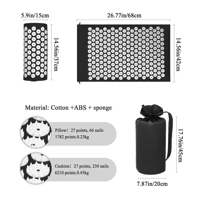 Tapis d'Acupression & Coussin – Soulagement Dos & Détente Musculaire