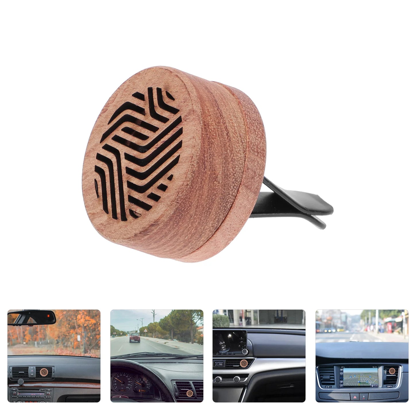 Diffuseur d'Arôme pour Voiture en Bois Sculpté – Parfum Naturel & Clip Aération
