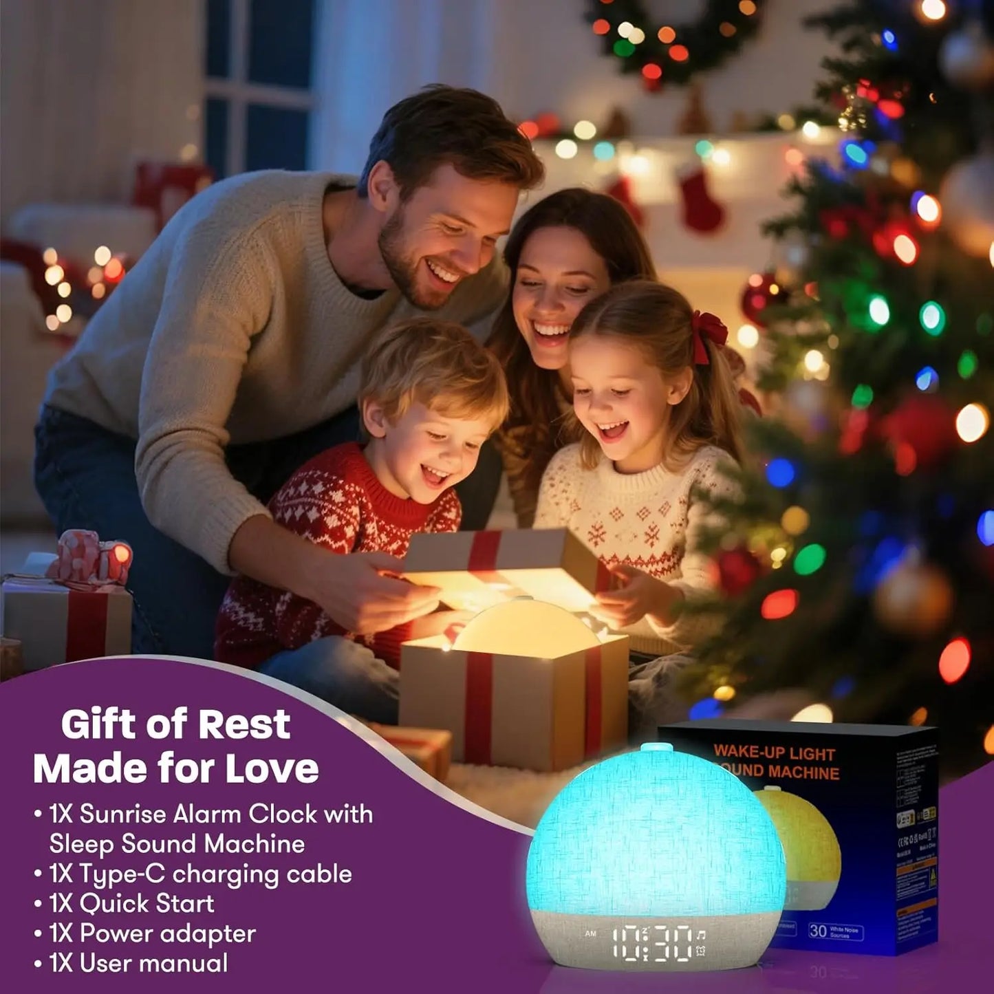 Réveil Lumineux Simulateur d'Aube – Lumière Naturelle & Sons Apaisants