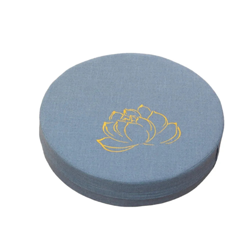Coussin de Sol Japonais Brodé Motif Lotus – Assise Ronde Épaisse pour Salon de Thé & Méditation